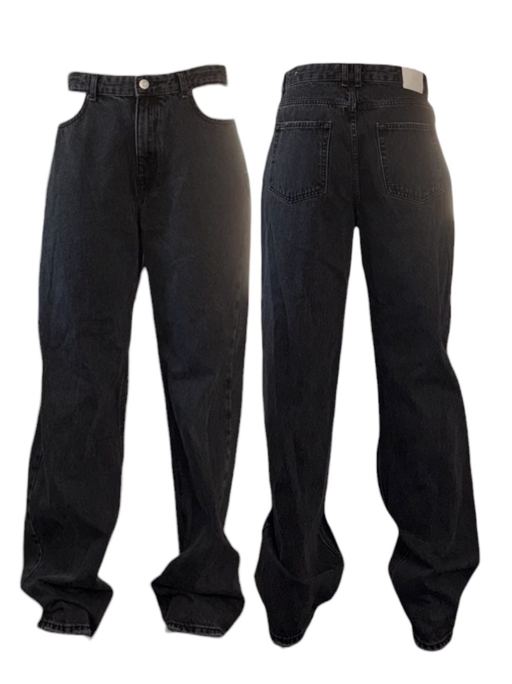 Pull&Bear Black Boyfriend Jeans with Front Cutouts